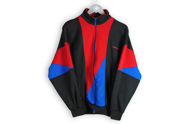 vintage track jacket adidas black red blue multicolor S size