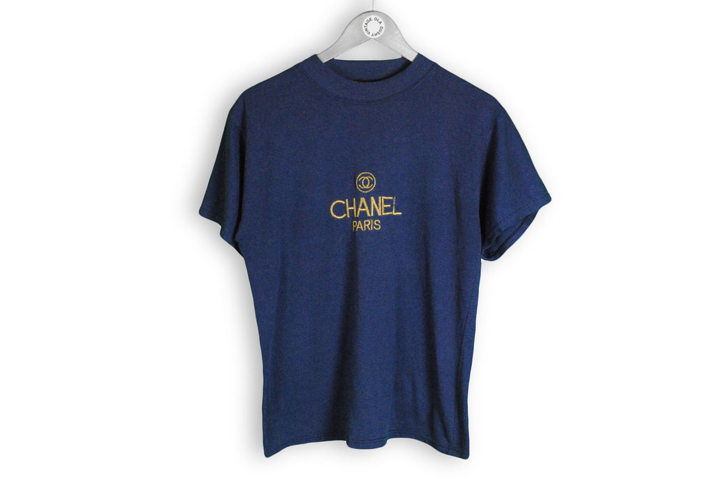 Vintage Chanel Embroidery Logo Bootleg T-Shirt Small