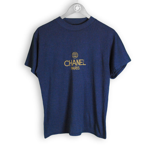 Vintage Chanel Embroidery Logo Bootleg T-Shirt Small – dla dushy