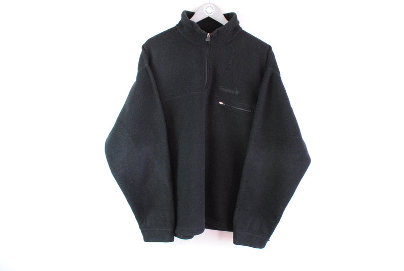 Vintage Timberland Fleece 1/4 Zip XLarge black 90s sweater