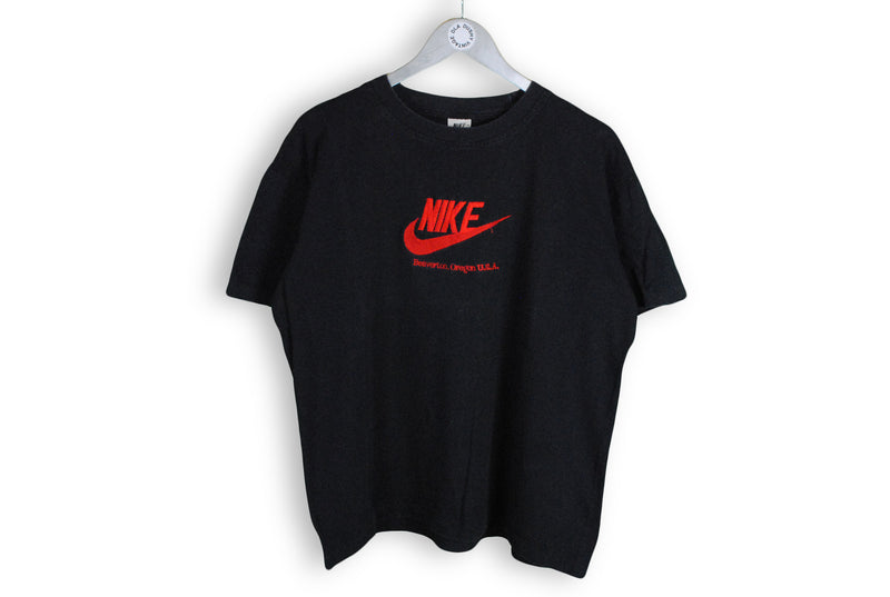 Vintage Nike Bootleg T-Shirt Small black red Oregon USA embroidery big logo