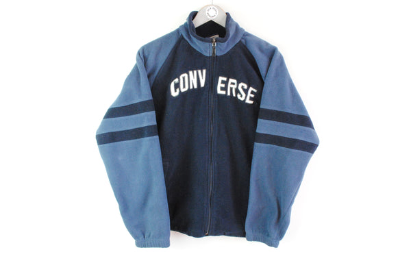 Vintage Converse Fleece Full Zip Women's Large blue big logo sweater