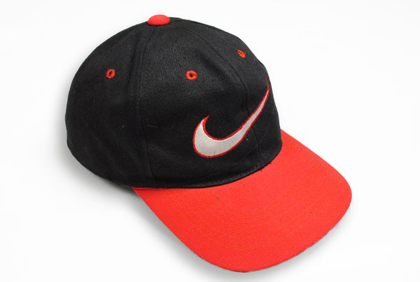 Vintage Nike Cap swoosh big logo black red hat
