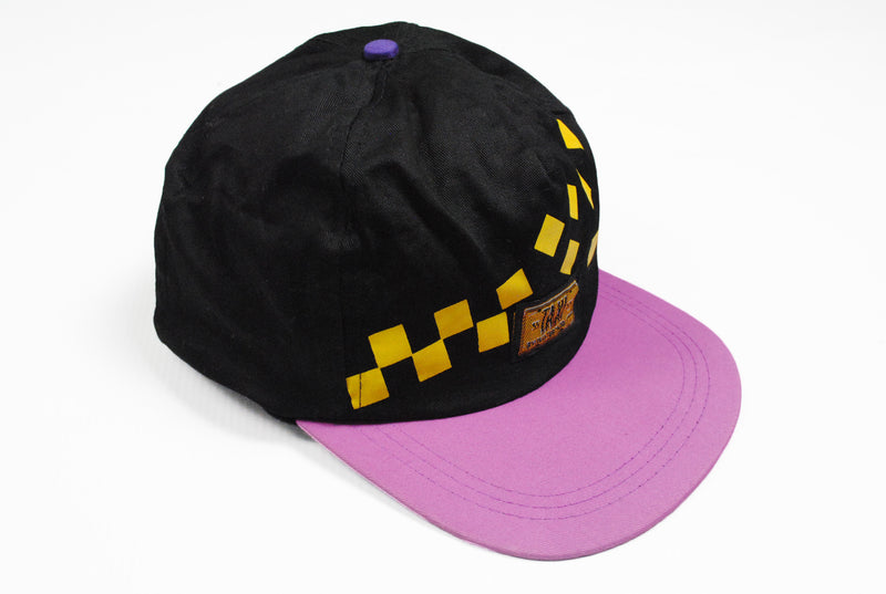 Vintage Taxi Cap black purple 90s hat
