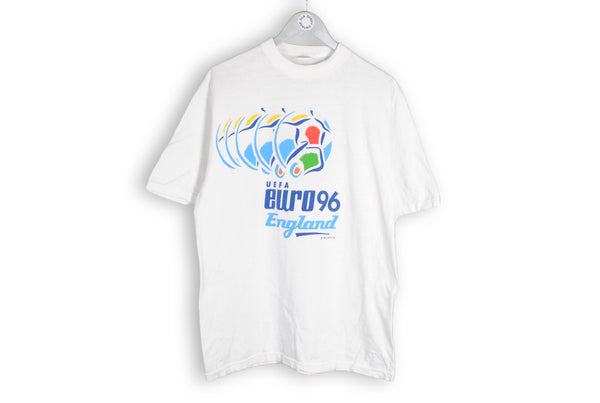Vintage EURO 1996 England T-Shirt XLarge white big logo UEFA 