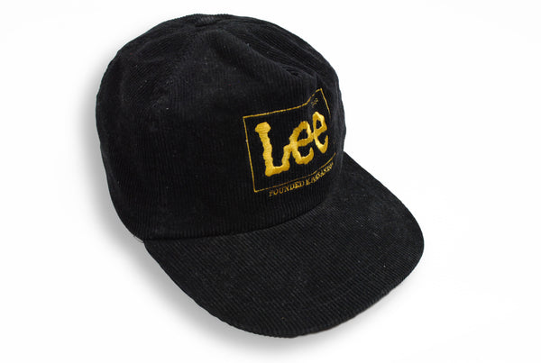 vintage lee big logo corduroy black cap USA hat