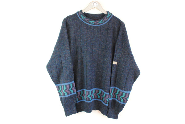 Vintage Adidas Sweater Large / XLarge blue abstract pattern jumper winter 90s sweater