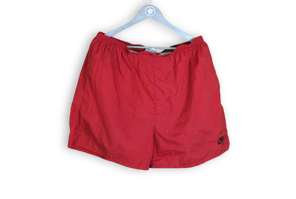 vintage nike red big logo swimming shorts
