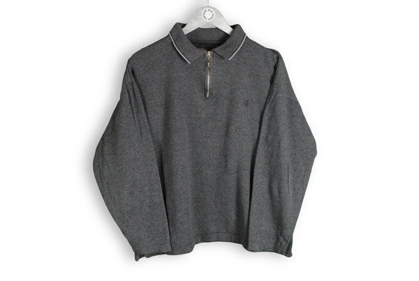 vintage gray sweater ysl yves saint laurent 1/4 zip women's xlarge xl
