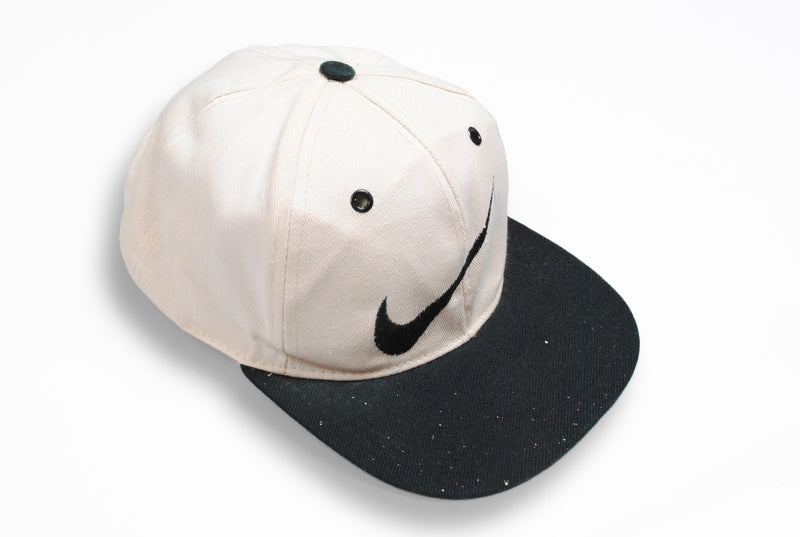 Vintage Nike Cap swoosh big logo white black hat