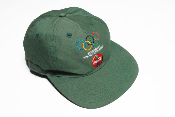 vintage Coca Cola Olympic Games green retro hat cap