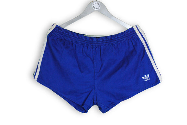 Vintage Adidas Shorts 90s sport track athletic shorts blue cotton made in Yugoslavia