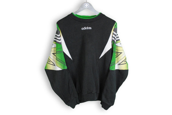 vintage adidas germany style black green sweatshirt logo crazy pattern