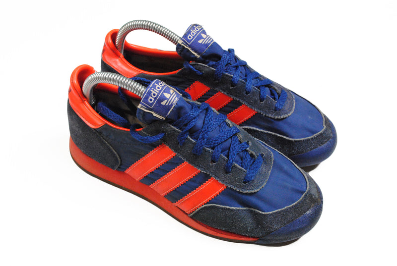 Vintage Adidas TRX Sneakers 70s made in Taiwan athletic shoes blue orange Dublin color