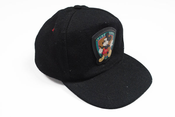Vintage Mickey Mouse Disney Cap black wool big logo fine caps Hat