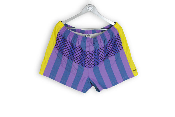 vintage adidas swimming purple yellow shorts bright 80s