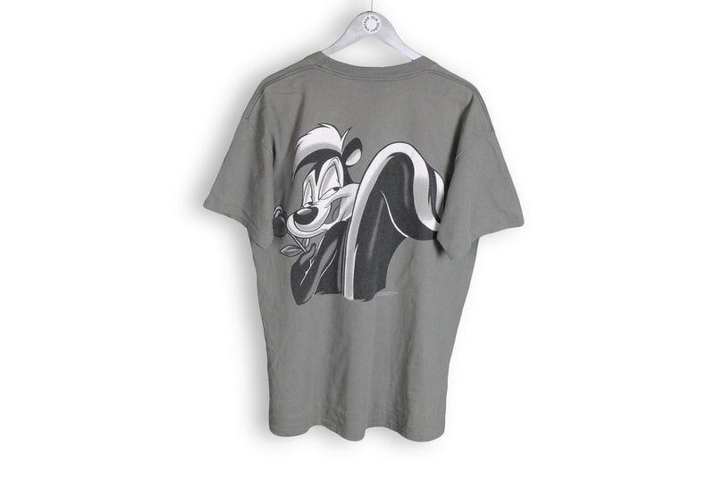 Vintage Pepe Le Pew Skunkwear 1995 T-Shirt gray warner bros cartoon 90s rare shirt