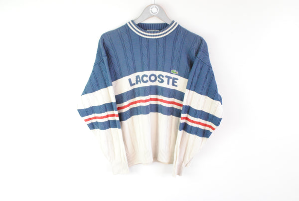 Vintage Lacoste XSmall sweater blue white big logo 80s