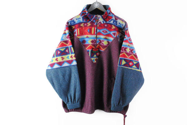 Vintage Fleece Half Zip Medium multicolor 90s abstract color retro ski sweater