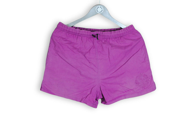 vintage fila purple shorts big logo swimming