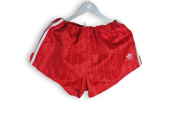 made in West Germany vintage red adidas shorts striped pattern