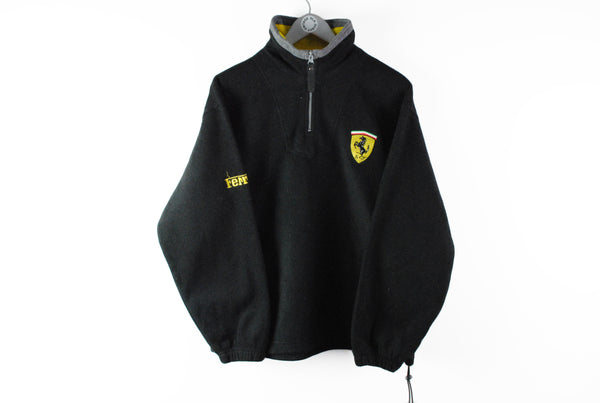 Vintage Ferrari Fleece Half Zip Medium black logo 90s sweater  1997