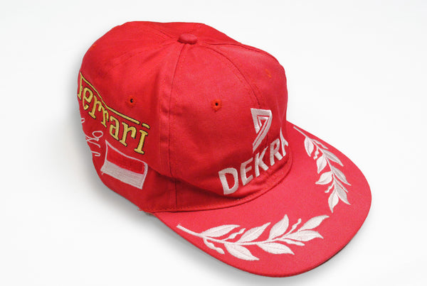 Vintage Ferrari Dekra Cap Monaco Michael Schumacher red big logo hat