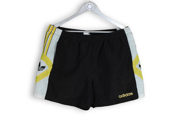 Vintage Adidas Shorts black yellow big logo