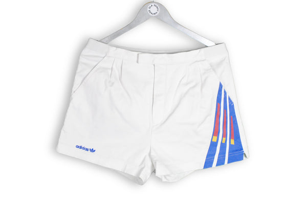 Vintage Adidas Shorts 80s retro track athletic shorts Tennis white blue cotton