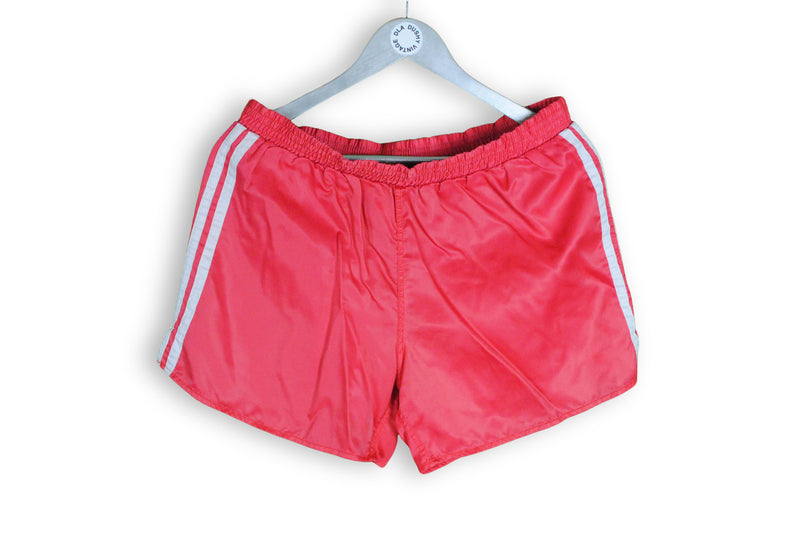 Vintage Adidas Shorts 80s retro track athletic shorts  red polyester running classic shorts