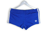 Vintage Adidas Shorts 80s retro track athletic shorts  cotton small medium blue shorts