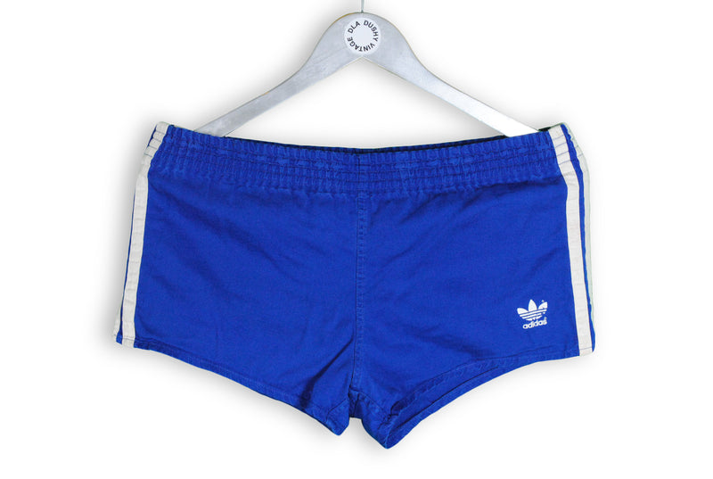 Vintage Adidas Shorts 80s retro track athletic shorts  cotton small medium blue shorts