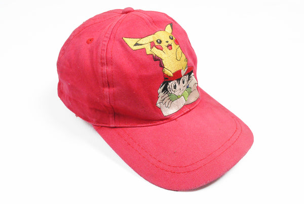 Vintage Pokemon Nintendo Cap pikachu nash 1995 2000 red hat big logo