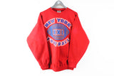 Vintage New York USA Football Sweatshirt XLarge red blue big logo 90s NFL XXL ball sport jumper