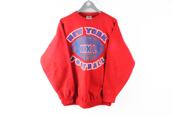 Vintage New York USA Football Sweatshirt XLarge red blue big logo 90s NFL XXL ball sport jumper