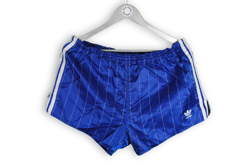 Vintage Adidas Shorts 80s retro track athletic shorts  blue white stripes striped pattern made in Yugoslavia