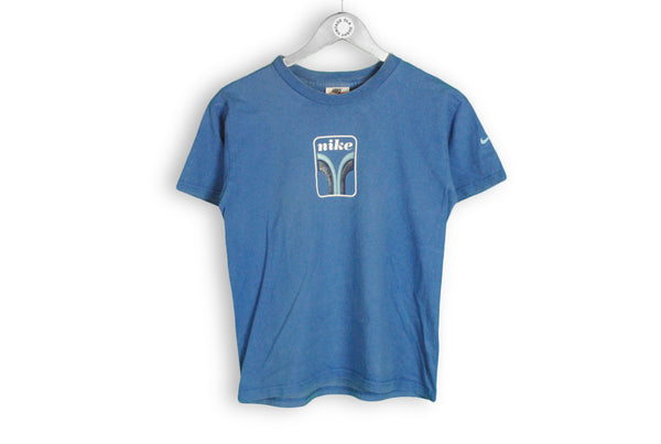 vintage nike made in USA big logo blue t-shirt