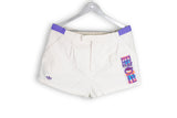 Vintage Adidas Shorts 80s retro track athletic shorts  white purple cotton tennis court shorts Stefan Edberg 