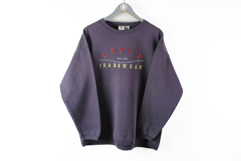 Vintage Levis Sweatshirt Women's Large jeanswear purple big logo 90s