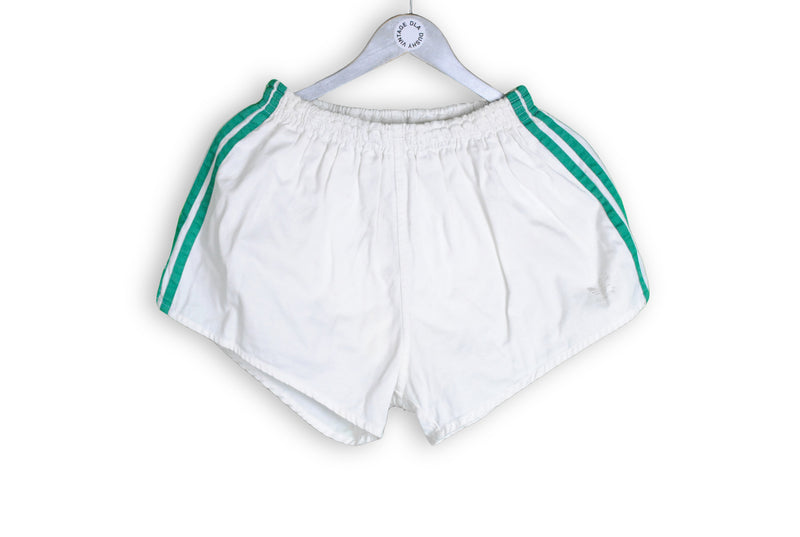 Vintage Adidas Shorts Large made in Yugoslavia white green 1980s running shorts