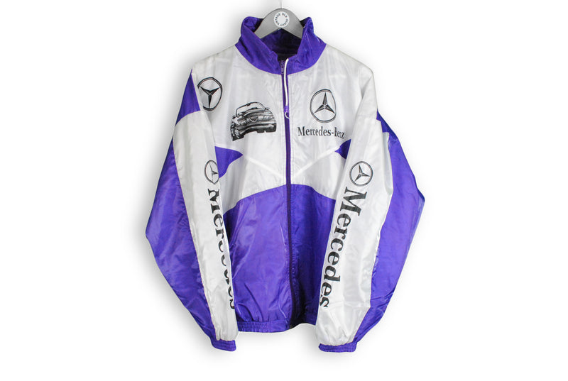 Vintage Mercedes-Benz Lightwear Jacket Large big logo purple car