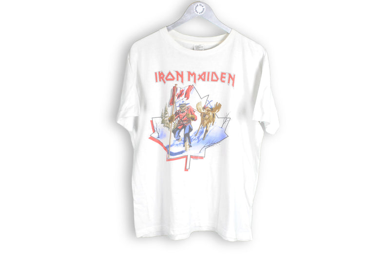 Vintage Iron Maiden Canadian Slavery tour 1984 rare deadstock white t-shirt mega 