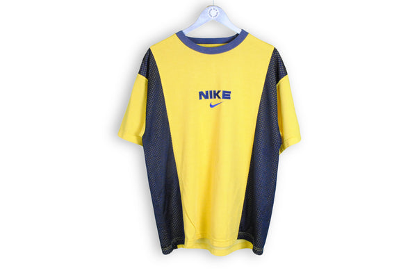 vintage nike big logo yellow t-shirt cotton