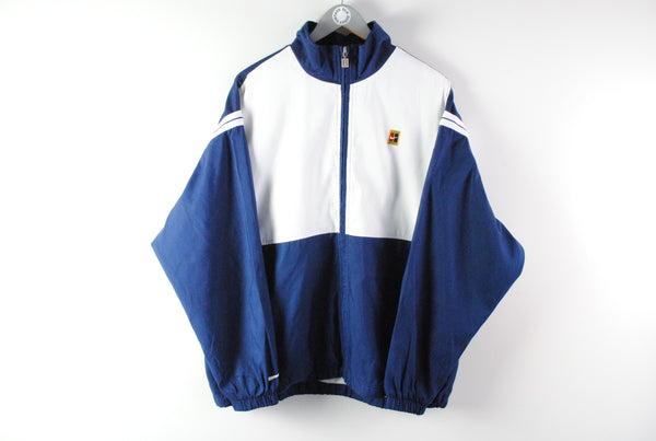 Vintage Nike Track Jacket Large blue white tennis court windbreaker 90s sport