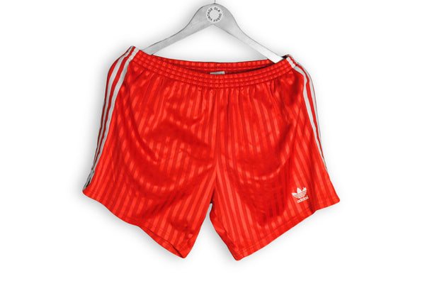 Vintage Adidas Shorts Large  made in Yugoslavia red striped shorts above the knee
