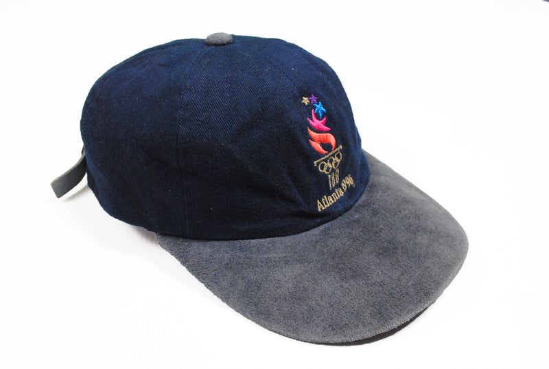 Vintage Atlanta 1996 Olympic Games Cap navy blue big logo hat