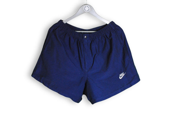 Vintage Nike Shorts XLarge navy blue small logo tennis running rare shorts 1980s