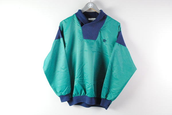 Vintage Adidas Sweatshirt Women's Medium green blue 90s windbreaker sport jumper