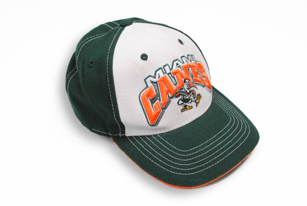 Vintage Miami Hurricanes Cap Canes green white big logo orange hat