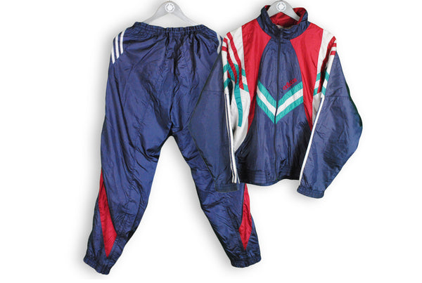 Vintage Adidas Tracksuit Large jacket pants sport nylon blue red